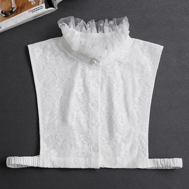 Mode 2025 cravate avant blanc faux col pour les femmes col détachable faux filles Vintage dentelle dames faux col de chemisier