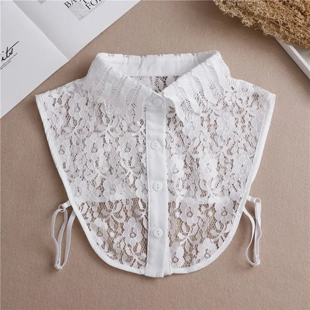 Mode 2025 cravate avant blanc faux col pour les femmes col détachable faux filles Vintage dentelle dames faux col de chemisier