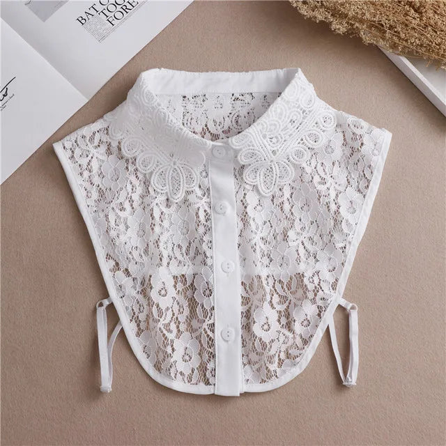 Mode 2025 cravate avant blanc faux col pour les femmes col détachable faux filles Vintage dentelle dames faux col de chemisier