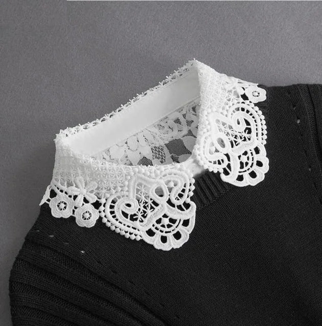 Mode 2025 cravate avant blanc faux col pour les femmes col détachable faux filles Vintage dentelle dames faux col de chemisier