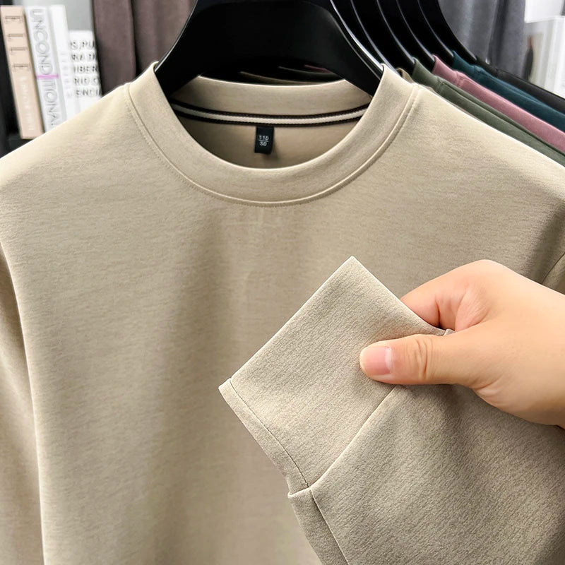 Sweatshirt Men 2025 New Style Spring and Autumn Men's Long Sleeved T-shirt Pure Cotton Round Neck Top T-shirt Base Shirt Trendy