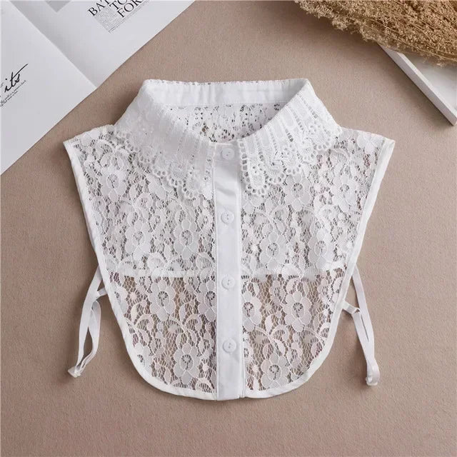 Mode 2025 cravate avant blanc faux col pour les femmes col détachable faux filles Vintage dentelle dames faux col de chemisier