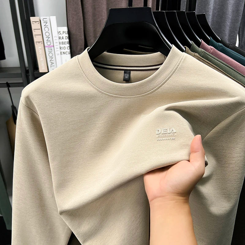 Sweatshirt Men 2025 New Style Spring and Autumn Men's Long Sleeved T-shirt Pure Cotton Round Neck Top T-shirt Base Shirt Trendy