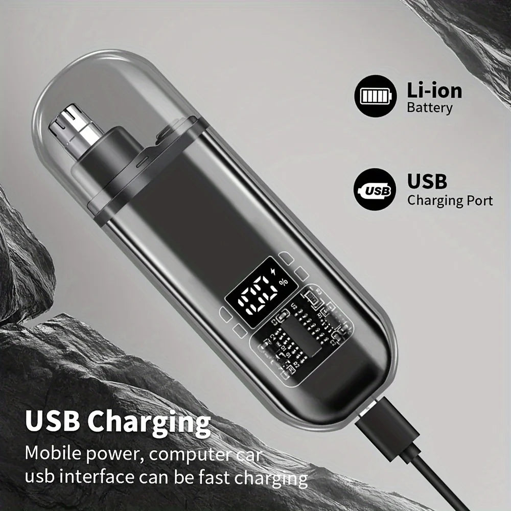 Convient aux hommes, tondeuse à cheveux électrique portable pour le nez et les oreilles avec chargement USB, mini design compact, charge rapide