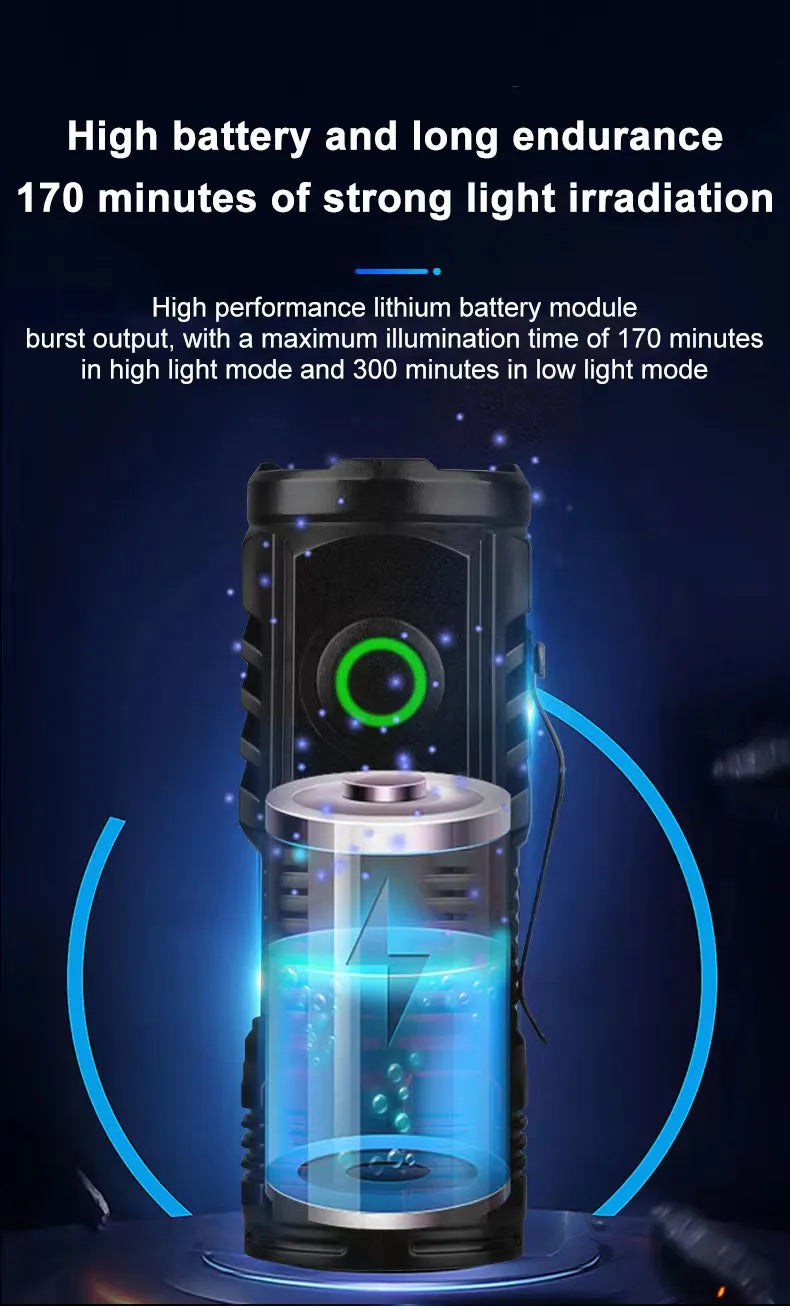 Lampe de bain LED aste, lampe de poche multifonctionnelle, longue portée, portable, extérieur, maison, mini lampe de poche, capuchon, lumière à clip