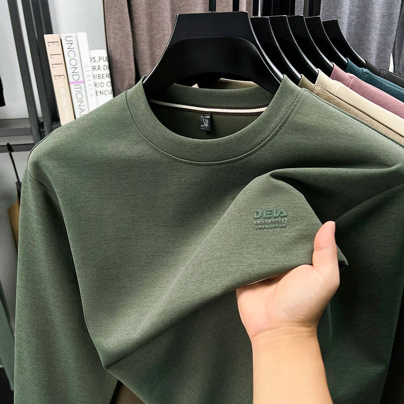 Sweatshirt Men 2025 New Style Spring and Autumn Men's Long Sleeved T-shirt Pure Cotton Round Neck Top T-shirt Base Shirt Trendy