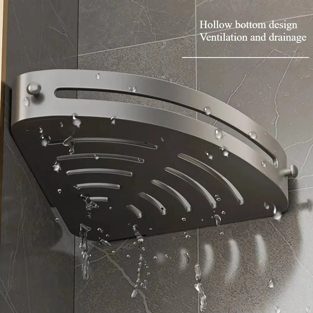 Bathroom Corner Rack Wall-Mount Punch-Free Storage Racks With Hook Waterproof Wall Shelf Kitchen Storage Organizer Shower Shelf