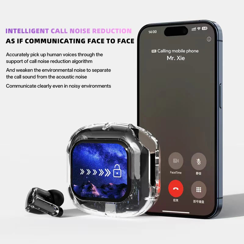 Wireless Bluetooth Headphones,144 Language Real Time Translation Earphone for Business,with Smart Touch Screen HiFi TWS Headset