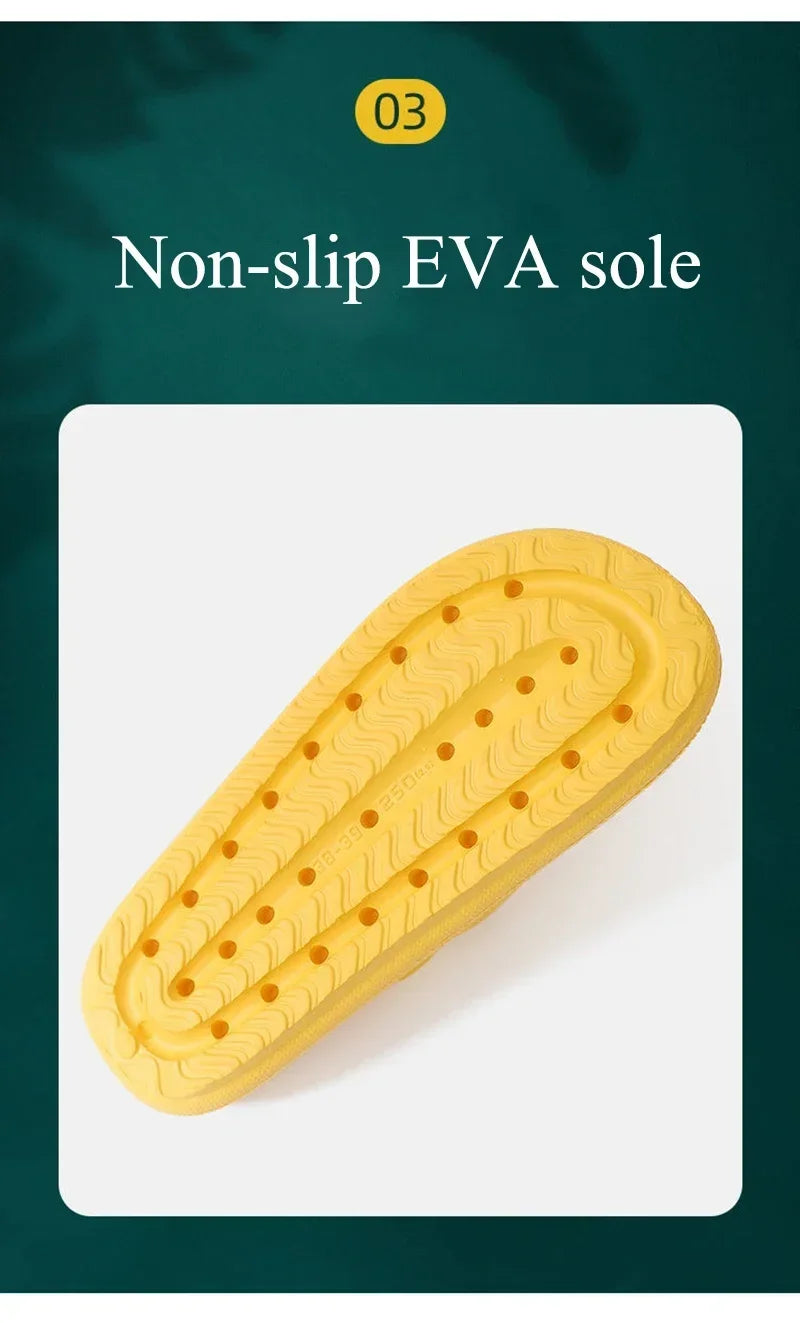EVA – pantoufles de plage à semelle épaisse de 4cm, confortables, semblables à la nuage, usage domestique, pour Couple, sandales d'été de couleur unie pour l'intérieur