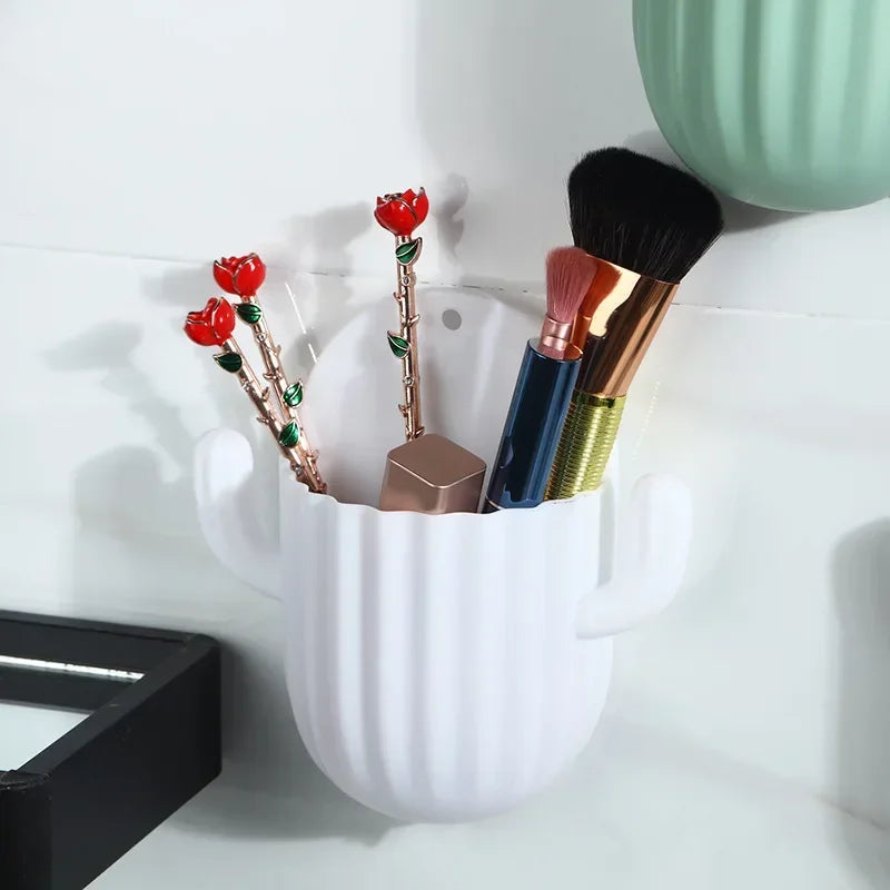 Cactus Toothbrush Holder Shelf Organizer Bathroom Household Items Bathroom Bathroom Shelves Drain