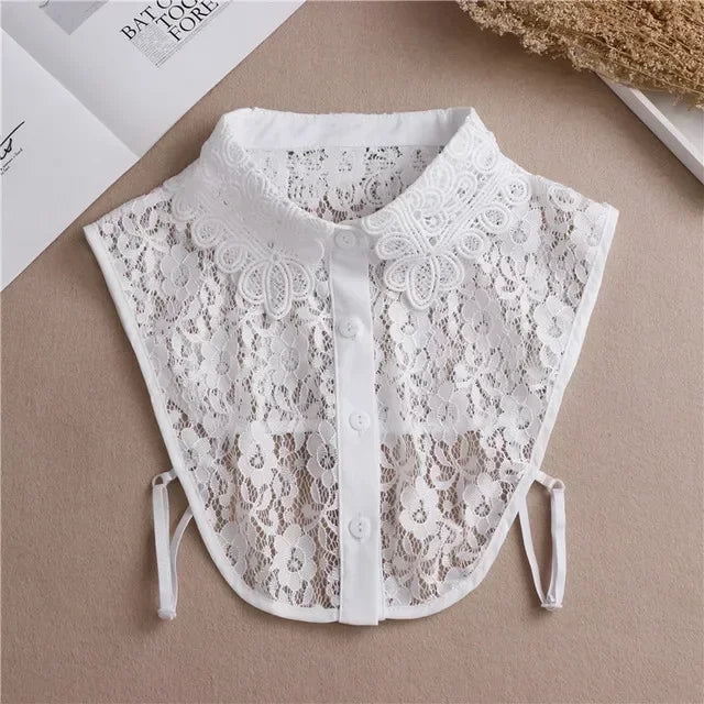 Mode 2025 cravate avant blanc faux col pour les femmes col détachable faux filles Vintage dentelle dames faux col de chemisier