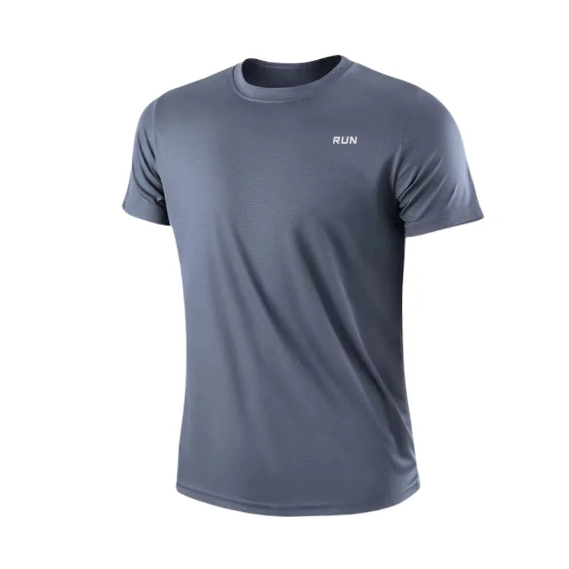 T-shirt à manches courtes pour homme, séchage rapide, évacuation de l'humidité, col rond, exercice d'entraînement, chemise de sport, gym, course à pied, léger en Y