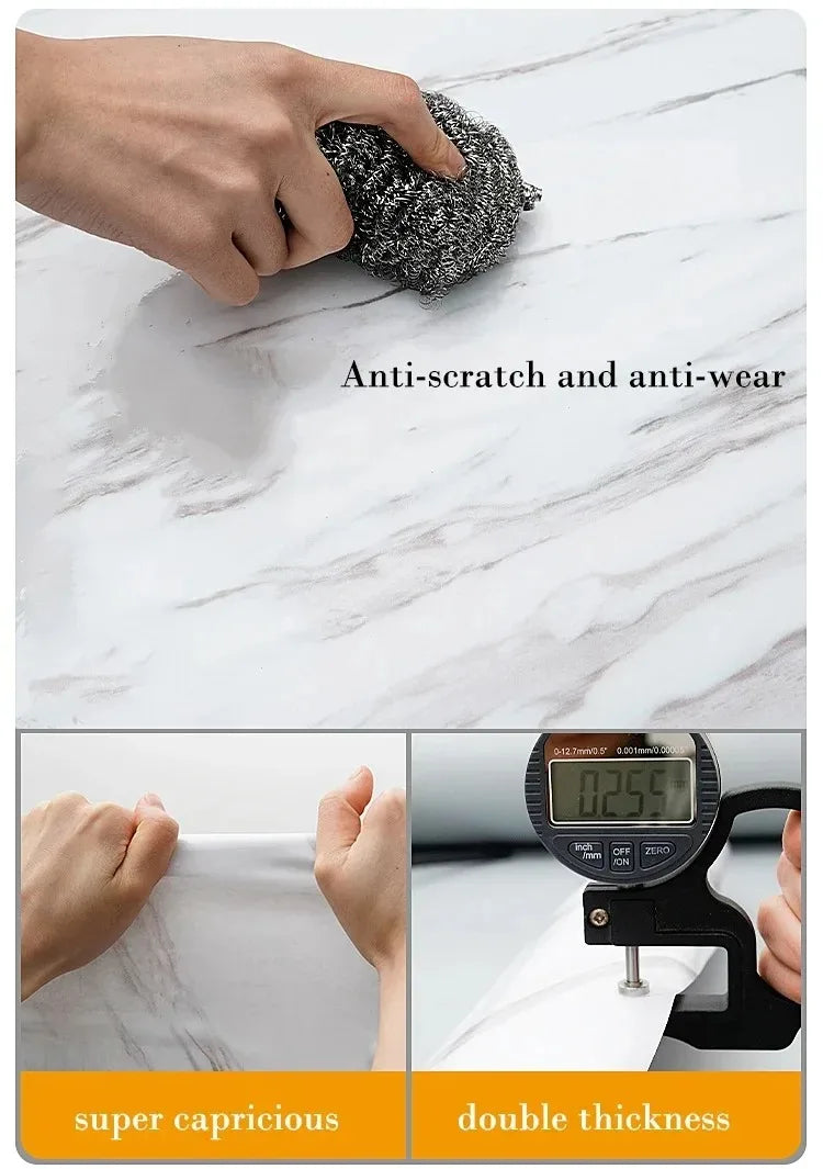 40cm Marble Vinyl Self Adhesive Wallpaper Waterproof Contact Paper PVC Wall Stickers for Kitchen Livingroom Home Decorative Film