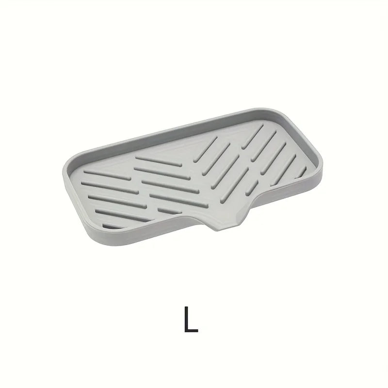 1pc Silicone Kitchen Sink Tray Soap Dish Holder With Drain Tip Countertop Sink Scrubber Drain Pad For Brush Sponge And Soap
