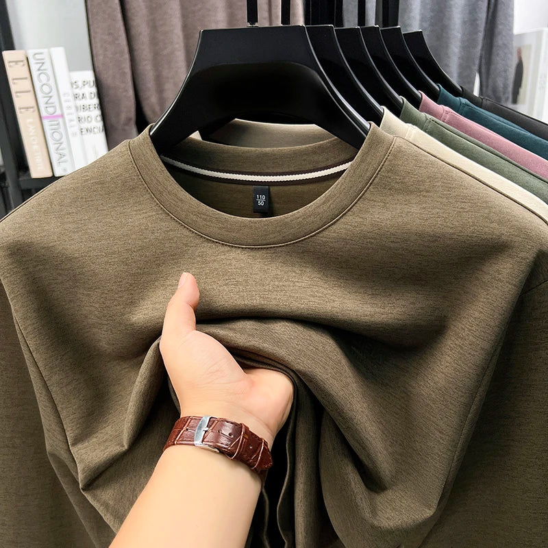 Sweatshirt Men 2025 New Style Spring and Autumn Men's Long Sleeved T-shirt Pure Cotton Round Neck Top T-shirt Base Shirt Trendy