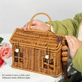 1pc PE Woven Picnic Basket, Handmade Storage Tote Bag for Outdoor, Durable & Lightweight Carry Very Suitable for Picnic Use