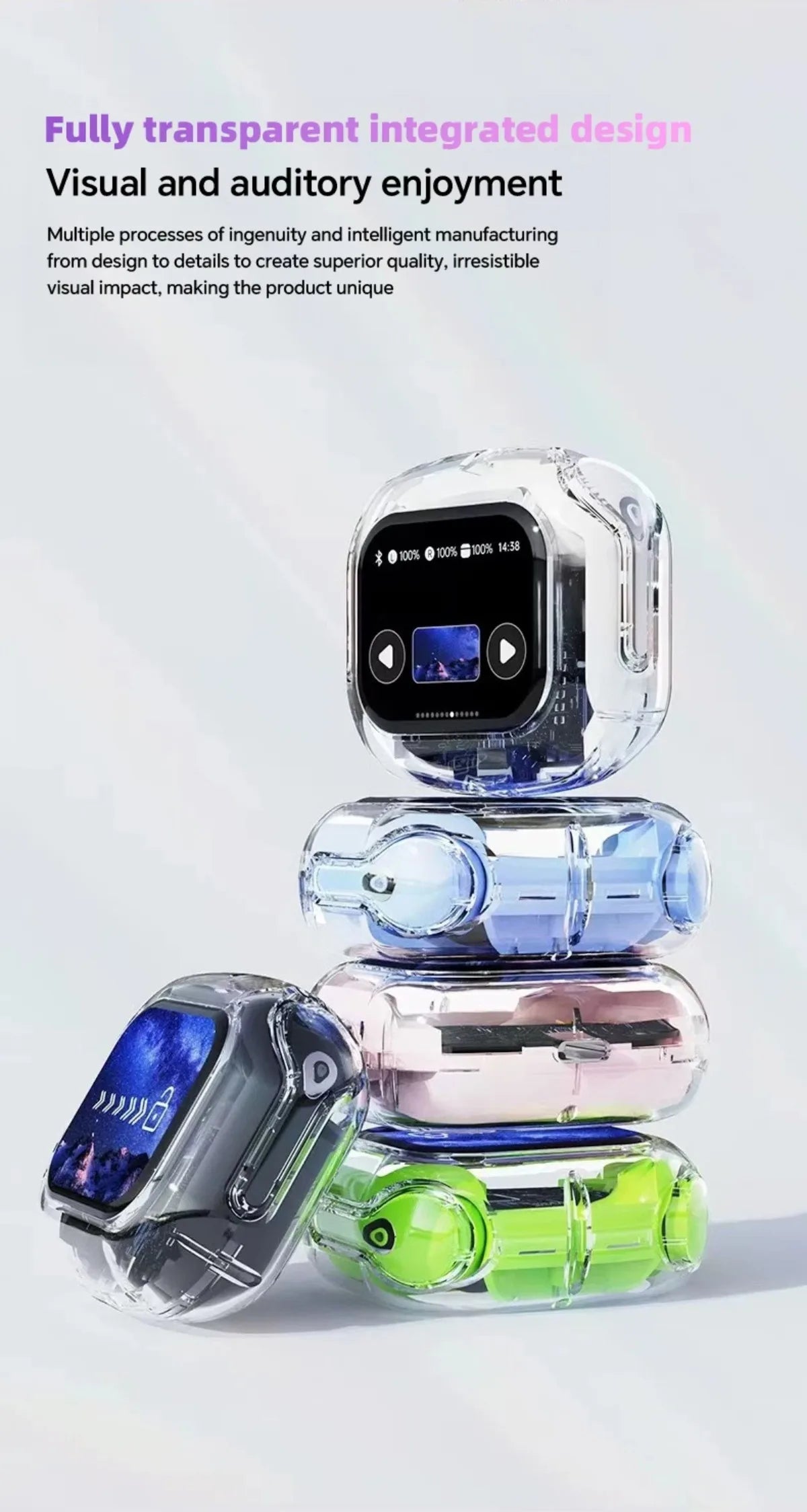 Wireless Bluetooth Headphones,144 Language Real Time Translation Earphone for Business,with Smart Touch Screen HiFi TWS Headset