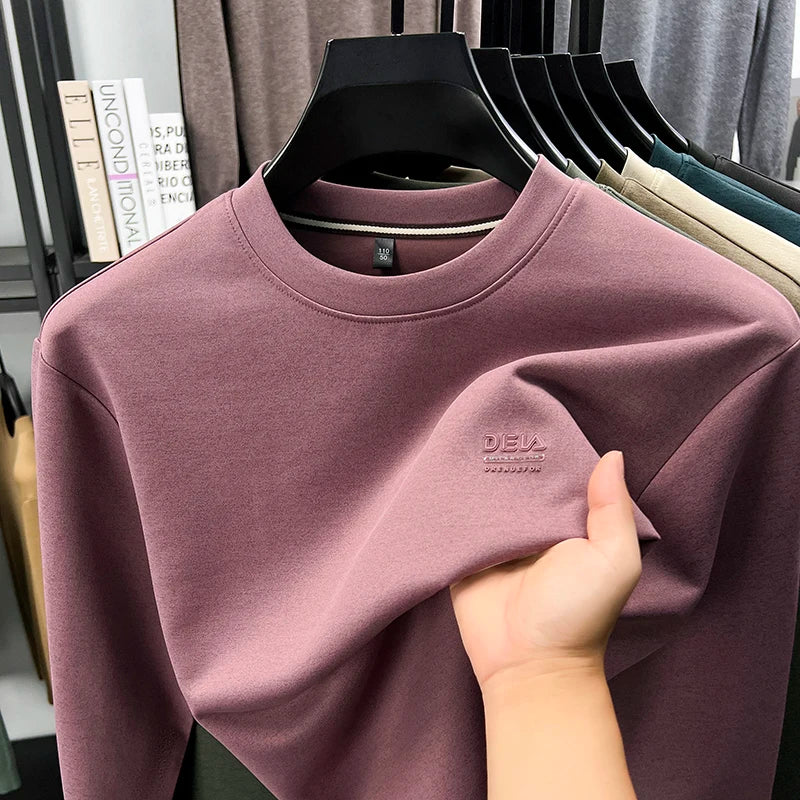 Sweatshirt Men 2025 New Style Spring and Autumn Men's Long Sleeved T-shirt Pure Cotton Round Neck Top T-shirt Base Shirt Trendy