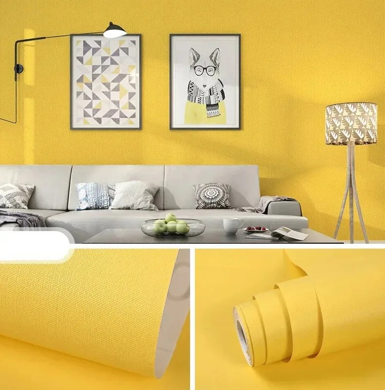 45cm PVC Waterproof Wall Sticker Solid Color DIY Self-adhesive Wallpaper Classic Modern Home Decoration Cabinet TV background