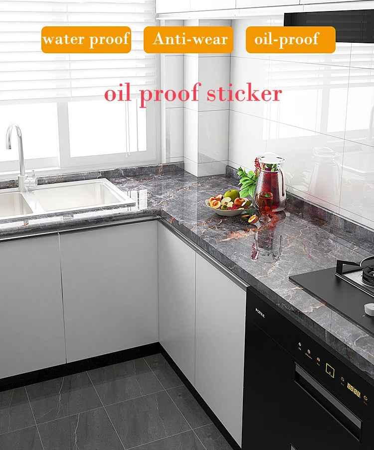 Kitchen Oil-Proof Film Stove Waterproof Moisture-Proof  Wallpaper Countertop Self-Adhesiv Cabinet Renovation Tile Marble Sticker