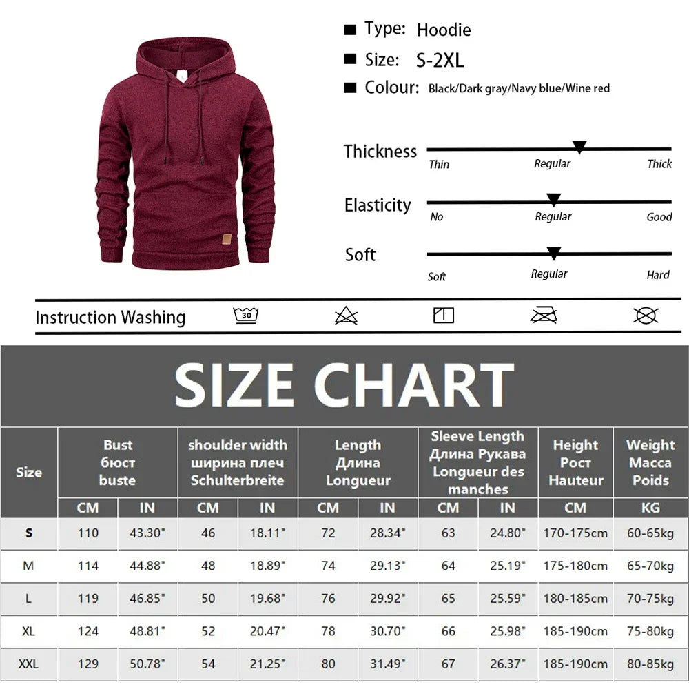 Sweatshirt New Spring Autumn Streetwear Fashion Outwear Men's Solid Color Hooded Hoodies Casual Loose Fleece Coats Men Clothing
