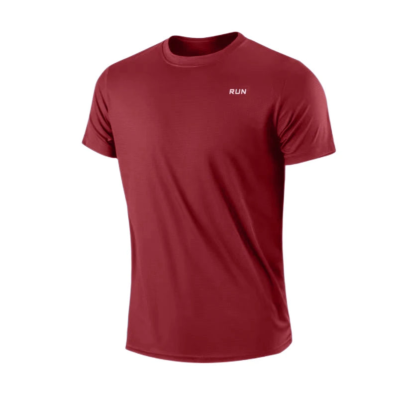T-shirt à manches courtes pour homme, séchage rapide, évacuation de l'humidité, col rond, exercice d'entraînement, chemise de sport, gym, course à pied, léger en Y
