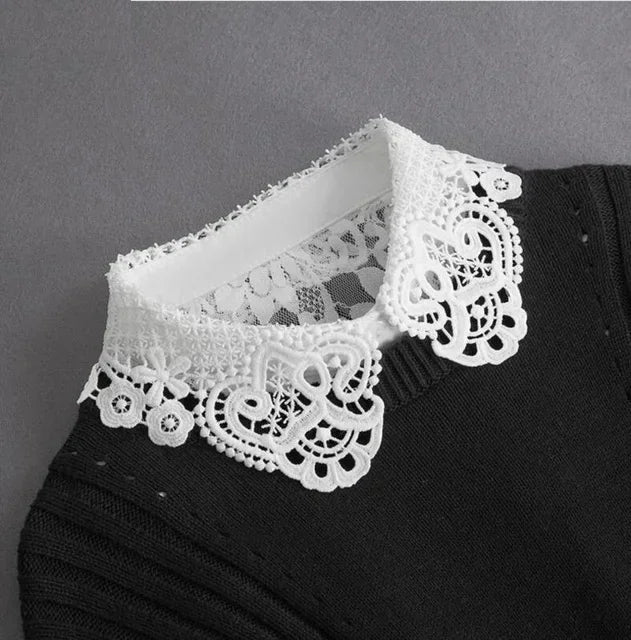 Mode 2025 cravate avant blanc faux col pour les femmes col détachable faux filles Vintage dentelle dames faux col de chemisier