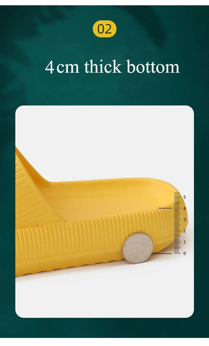 EVA – pantoufles de plage à semelle épaisse de 4cm, confortables, semblables à la nuage, usage domestique, pour Couple, sandales d'été de couleur unie pour l'intérieur