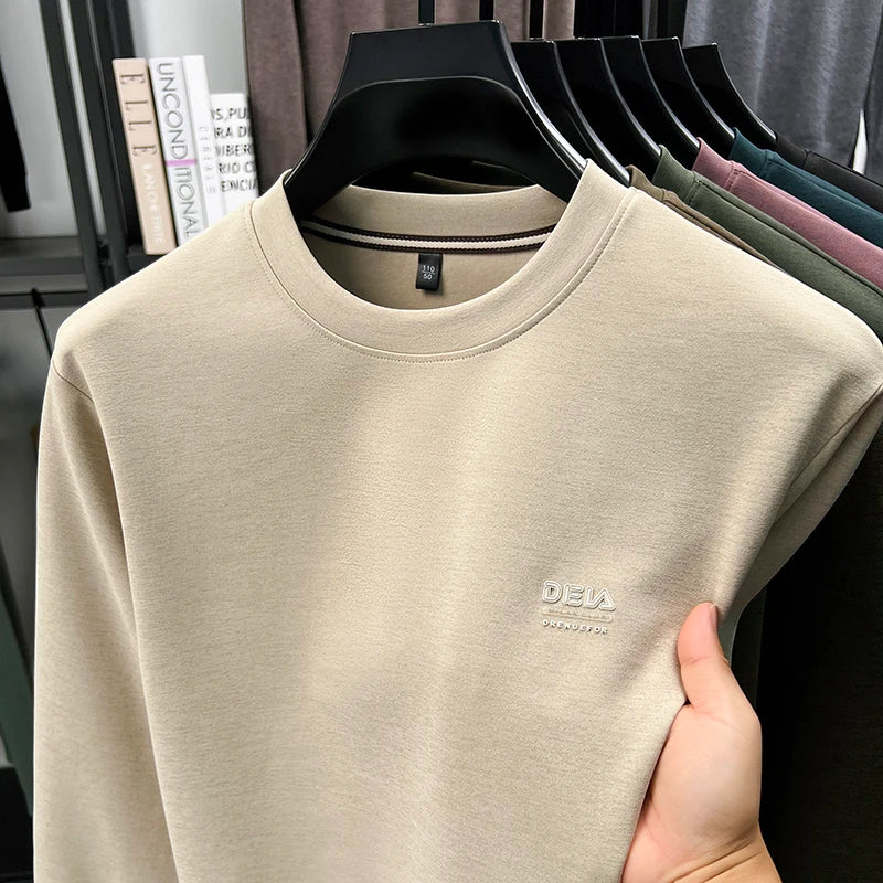 Sweatshirt Men 2025 New Style Spring and Autumn Men's Long Sleeved T-shirt Pure Cotton Round Neck Top T-shirt Base Shirt Trendy