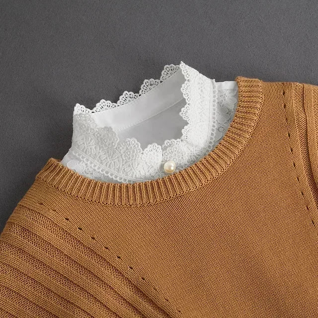 Mode 2025 cravate avant blanc faux col pour les femmes col détachable faux filles Vintage dentelle dames faux col de chemisier