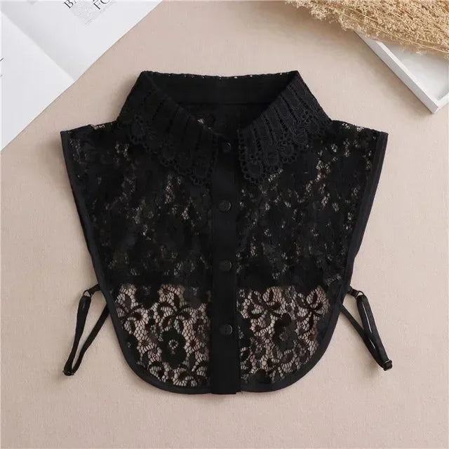 Mode 2025 cravate avant blanc faux col pour les femmes col détachable faux filles Vintage dentelle dames faux col de chemisier