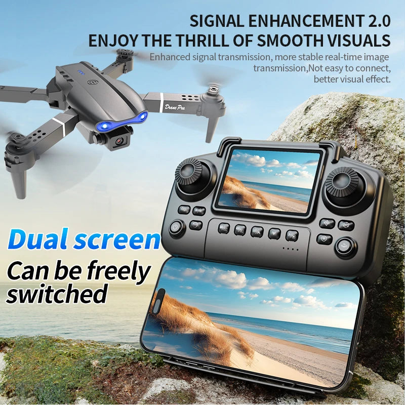 E99 PRO Drone Screen Control Aerial Drone High Definition Dual Camera Remote Control Aircraft, Folding Quadcopter Kid Gift