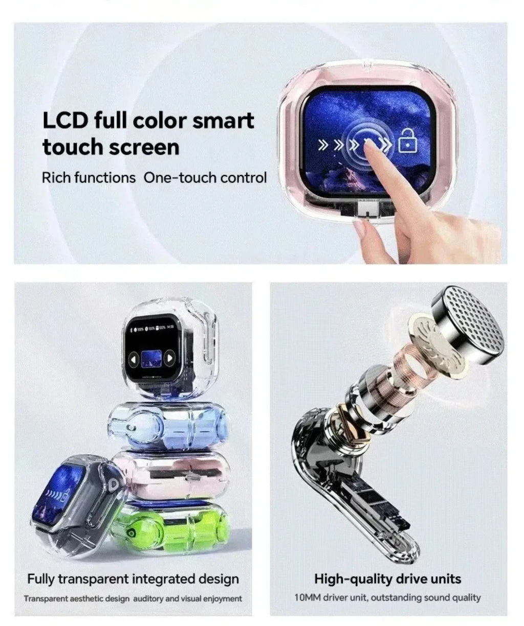 Wireless Bluetooth Headphones,144 Language Real Time Translation Earphone for Business,with Smart Touch Screen HiFi TWS Headset