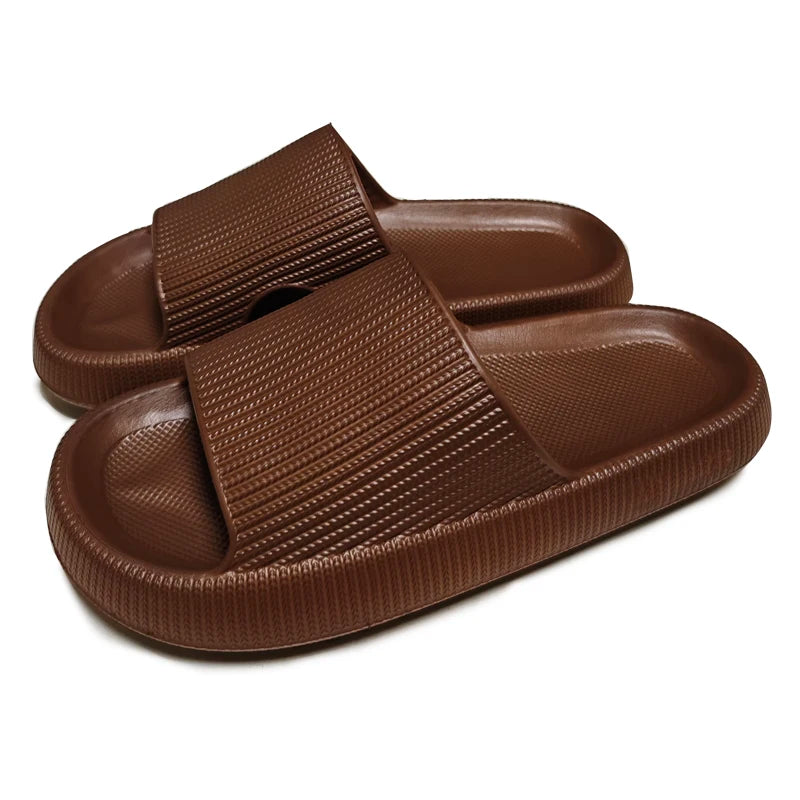 EVA – pantoufles de plage à semelle épaisse de 4cm, confortables, semblables à la nuage, usage domestique, pour Couple, sandales d'été de couleur unie pour l'intérieur