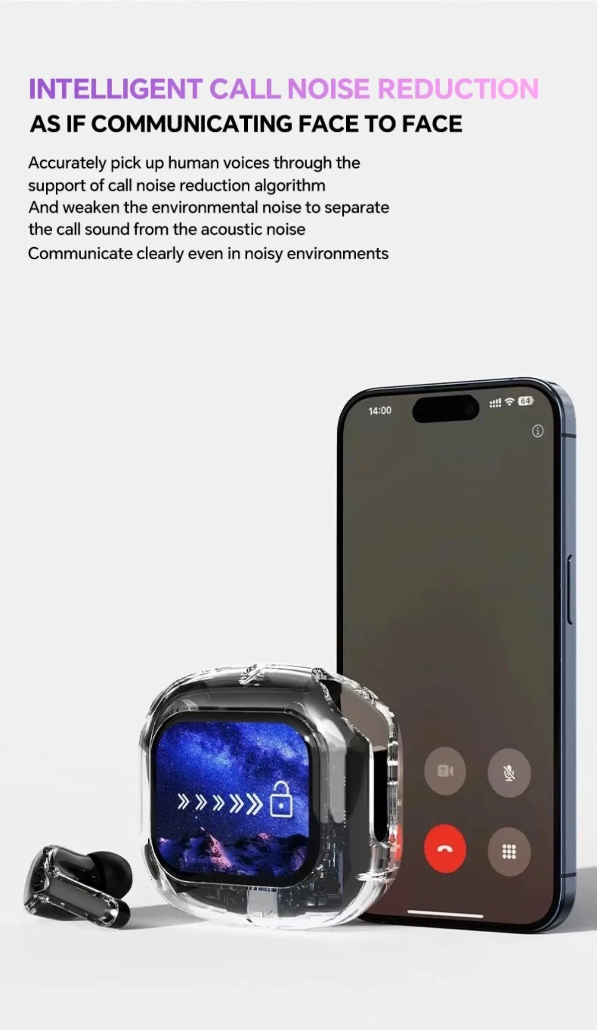 Wireless Bluetooth Headphones,144 Language Real Time Translation Earphone for Business,with Smart Touch Screen HiFi TWS Headset